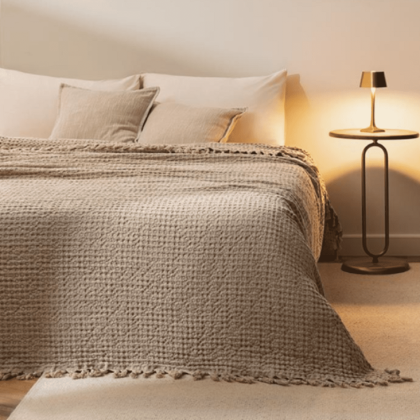 Jemný bavlnený prehoz MIABELLA Wafle béžový 200x230 cm